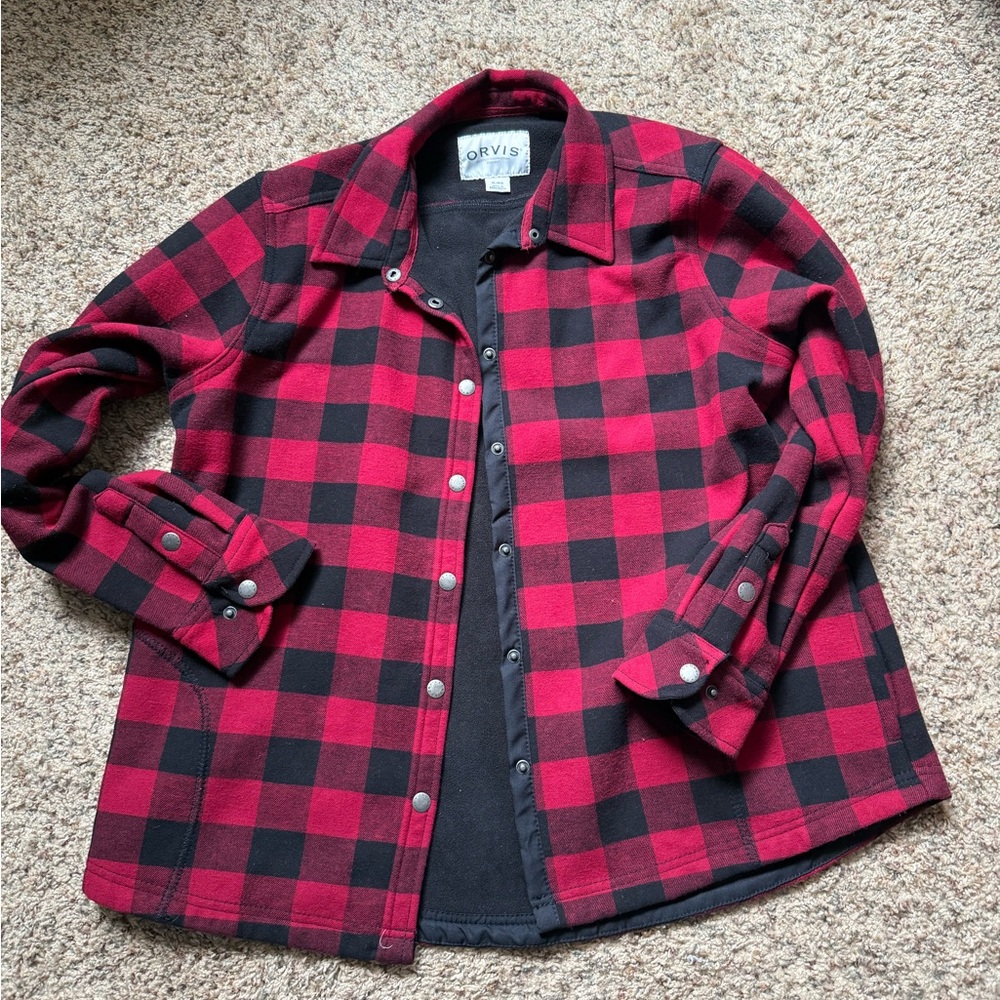 Orvis Red and Black Checkered Button Up layer XL